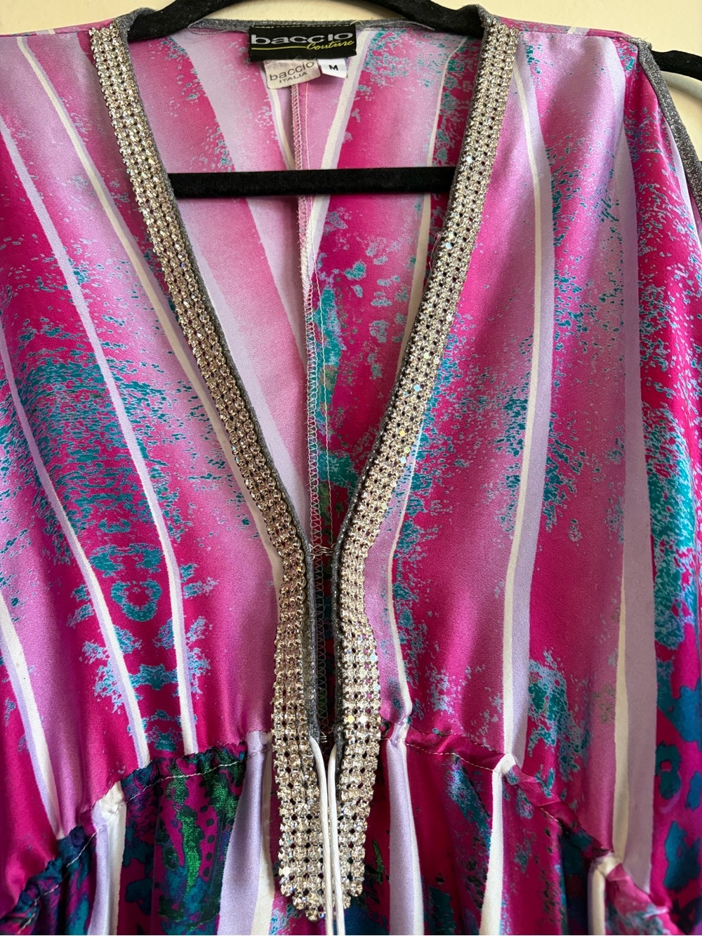 Baccio Couture Silk Mini Caftan Kimono Dress Size M